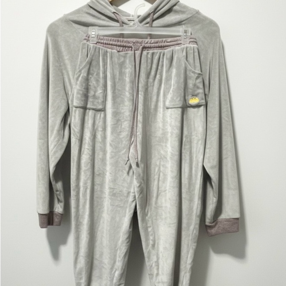 C&C California Light Gray Velour Hoodie